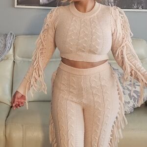 Cream Cable Knit Crop Top